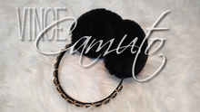 Load image into Gallery viewer, Vince Camuto Black Faux Fur Gold Bling Embellished Ear Muffs
