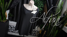 Load image into Gallery viewer, Alfani Black Open Shoulder Floral Trim Top XL
