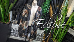 Eclipse Black Floral Sheer Cover Up Shawl MD-XL
