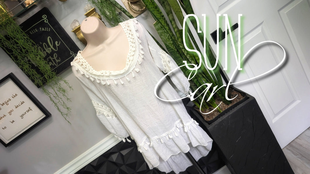 Sun Carl White Boho Beach Cover Up SM-XL
