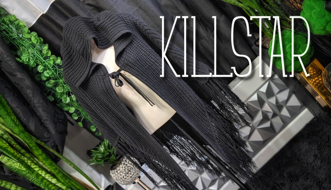 Killstar Black Sweater Knit Oversize Hood Cape Shawl O/S