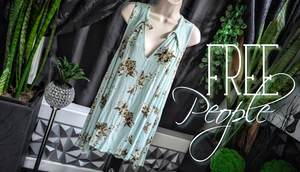 Free People Blue Floral Tunic Tank Top SM-MD