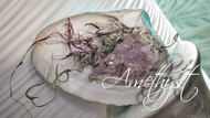 Amethyst Crystal & Artificial Moss in Seashell