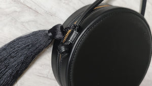 A New Day Black Round Tassel Zipper Purse Crossbody Bag