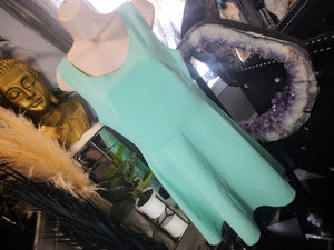 "Try This" Minty Aqua Blue Circle Skater Tennis Dress XL