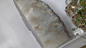 Agate Crystal Bookend w/ Gold Backing