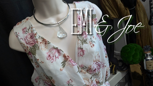 Emi & Joe Floral Rose Surplice Blouse MD