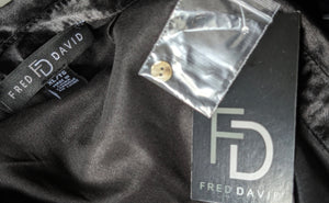 Fred David Black Silky Satin Blouse LG