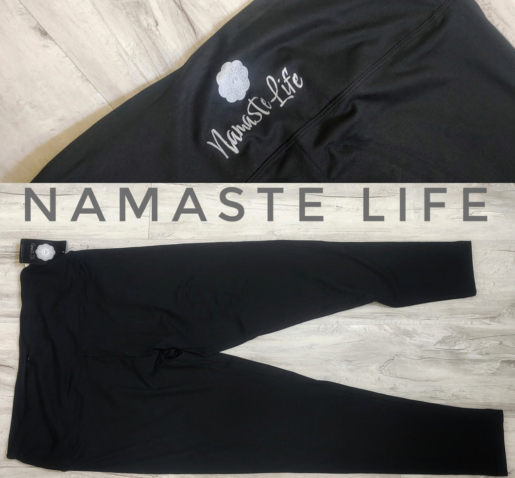 Namaste Life Black Yoga Leggings XL NWT