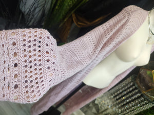 Arpeggio Knitwear Pink Mesh Cardigan Sweater LG