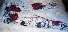 Load image into Gallery viewer, Blue &amp; Red Rose Gothic Skull Leggings XL
