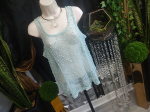 NEXT Aqua Baby Blue Sheer Mesh Tank Top SM-MD