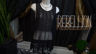 Rebellion Black Lace Sheer Tank Top Blouse LG