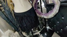 Load image into Gallery viewer, Divided by H&amp;M Black Suede Tassel Mini Skirt sz8
