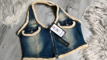 Load image into Gallery viewer, Dolls Kill Dark Blue Lara Denim Vest Crop Top XL-XXL
