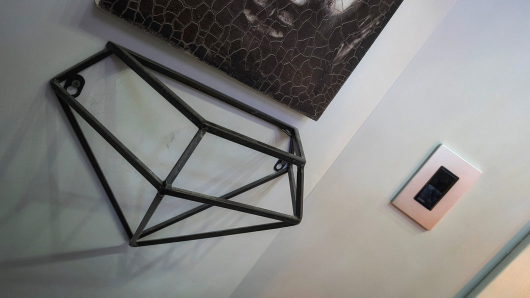 Metal Diamond Wall Art w/ Artificial Plant