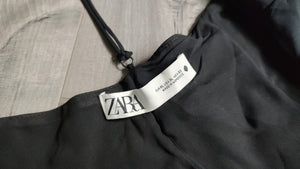 Zara Black Velour V-Neck Vest Crop Top XL