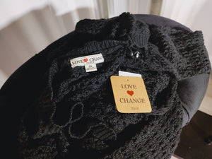 Love Change Italy Black Mesh Cardigan Sweater XL-XXL