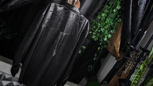 Fred David Black Silky Satin Blouse LG