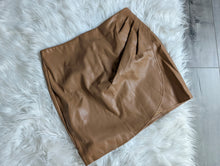 Load image into Gallery viewer, Primark Tan Pu Leather Mini Skirt sz10
