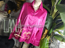 Load image into Gallery viewer, Lana Lee Hot Pink Satin Bling Dress Shirt sz10
