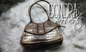 Sondra Roberts Brown Crocodile Alligator Leather Handbag Purse