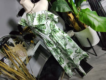 Load image into Gallery viewer, CUPSHE Strapless Ruffle Tropical Monstera Plant Dress MD
