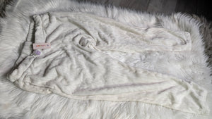 Joyspun White Faux Fur Cable Knit Pants LG