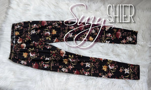 Suzy Shier Black Floral Leggings MD-LG