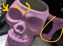 Load image into Gallery viewer, Skull Coffee Mugs (pink outer shell is damaged from Microwaving)
