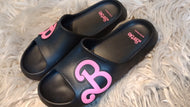 Black & Pink Barbie Sandals sz7-8 NEW