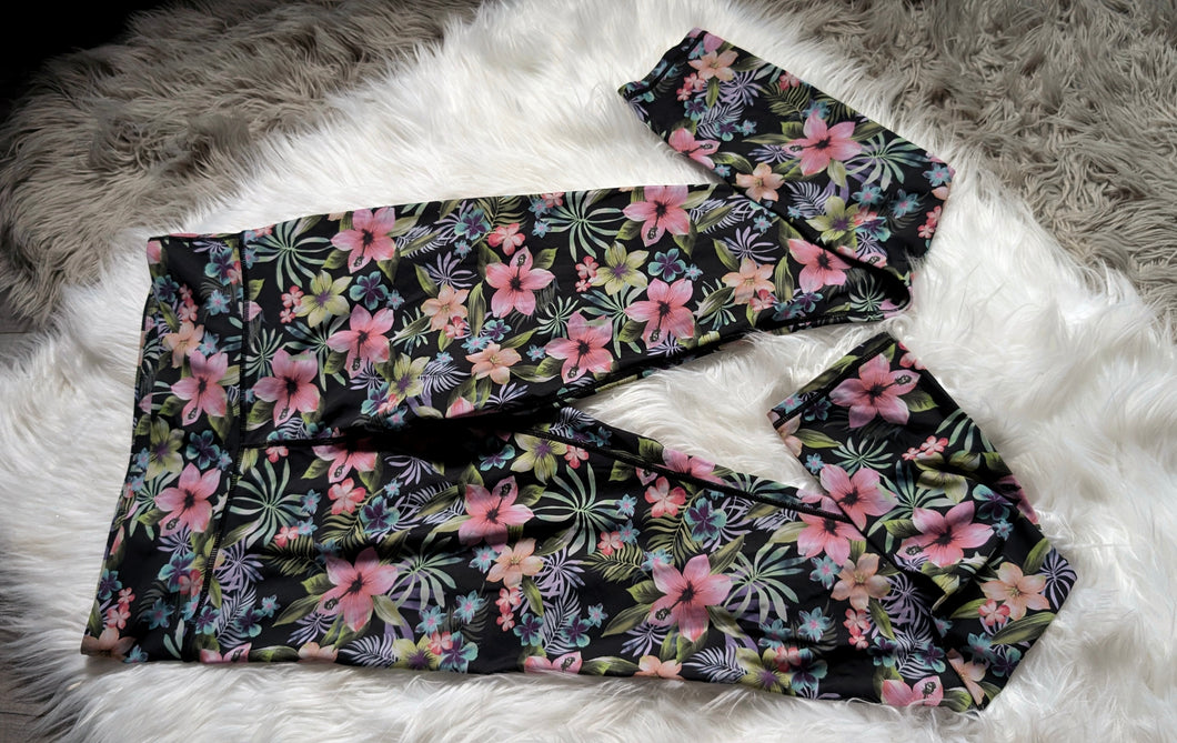 Pink Floral Print Leggings MD-LG