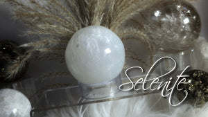 2.5" Selenite Crystal Sphere with Stand