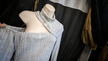 Load image into Gallery viewer, Grey Ribbed Off Shoulder Sweater Maxi Dress MD-LG
