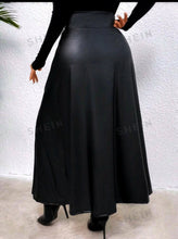 Load image into Gallery viewer, Shein Black Pu Leather Maxi Slit Skirt 3XL NWT
