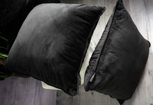 Load image into Gallery viewer, Tahari Black Velour Decor Pillows x2
