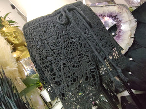 Canclay Black Lace Knit Booty Shorts SM