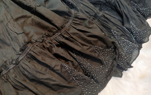 Boho BLING Black Long Ruffle Skirt LG-XL