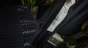 Belldini Black Mesh Knit Sweater Cardigan MD-LG