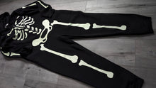 Load image into Gallery viewer, Black Glow in the Dark Skeleton Hoodie Onesie XL
