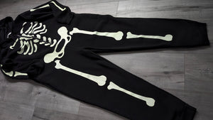 Black Glow in the Dark Skeleton Hoodie Onesie XL