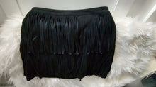 Load image into Gallery viewer, Divided by H&amp;M Black Suede Tassel Mini Skirt sz8
