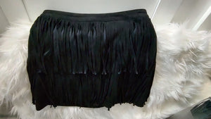 Divided by H&M Black Suede Tassel Mini Skirt sz8