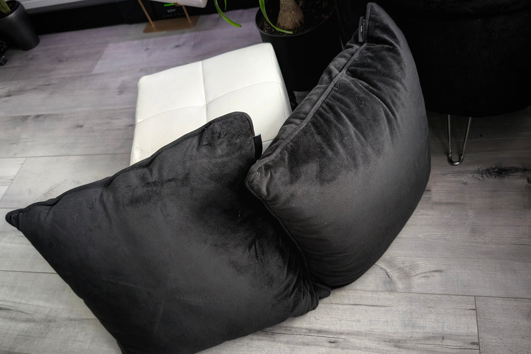 Tahari Black Velour Decor Pillows x2