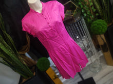 Load image into Gallery viewer, Zara Hot Pink Asian Silk Short Sleeve Dress SM NWT
