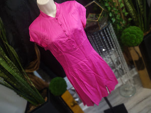 Zara Hot Pink Asian Silk Short Sleeve Dress SM NWT