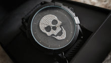 Load image into Gallery viewer, Men&#39;s Black Ed Hardy Rhinestone Skull Watch NIB
