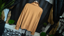 Load image into Gallery viewer, Tahari Caramel Silky Button Down Blouse LG NWT
