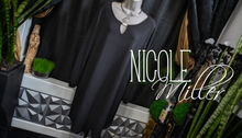 Load image into Gallery viewer, Nicole Miller Black Long Lantern Sleeve Dress LG-XL
