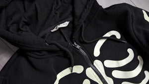 Black Glow in the Dark Skeleton Hoodie Onesie XL